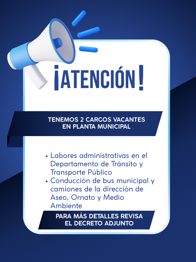 tenemos 2 cargos vacantes en planta municipal