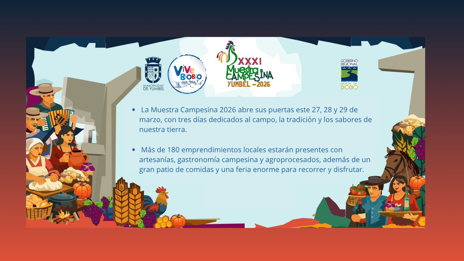 la muestra campesina 2026 abre sus puertas con tres días dedicados al campo, la tradición y los sabores de nuestra tierra. más de 180 emprendimientos locales estarán presentes con artesanías, gast